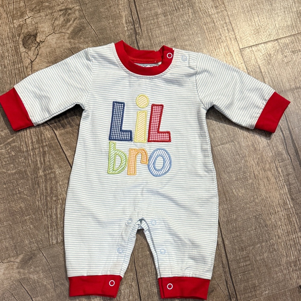 Lil Bro Striped Romper - Multicolor Accents
Newborn